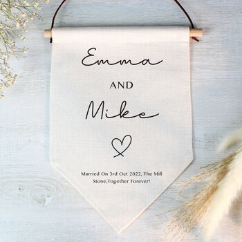 Personalised Wedding Linen Hanging Banner, 2 of 4