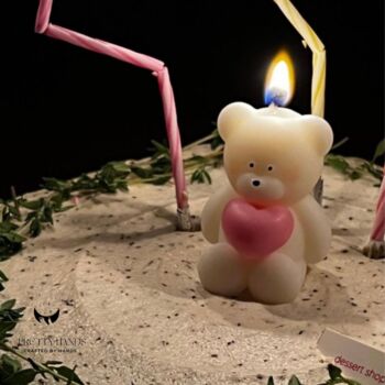 Five Bear With Heart Cake Topper Candles, 2 of 11