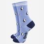 Penguins Christmas Bamboo Ankle Socks Light Blue, thumbnail 1 of 4