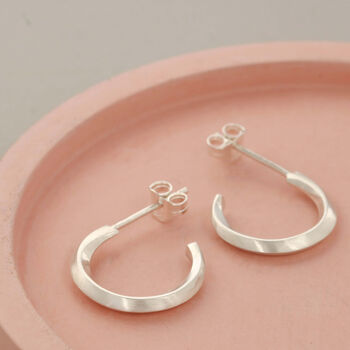 Sterling Silver Curved Small Hoop Earrings, 4 of 11