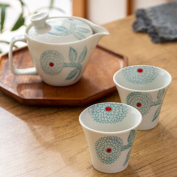 Hasami Ware Teapot Teacup Set Dahlia And Fruit, 2 of 10