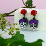 Candy Skull Drop Earrings Artists Couple, thumbnail 4 of 7