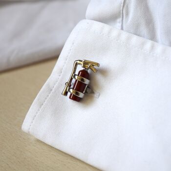 Fire Extinguisher Cufflinks 316 L Stainless Steel Fireman Gift, 2 of 5