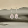 Handmade Teardrop Rose Quartz Sterling Silver Drop Earrings, thumbnail 11 of 12