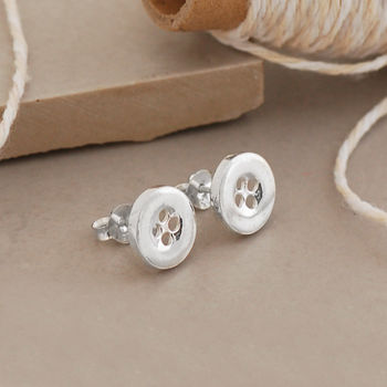 Sterling Silver Button Stud Earrings, 3 of 5