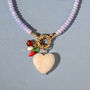 Blue Agate Bead And Rose Quartz Heart Necklace, thumbnail 1 of 6