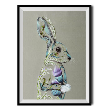Vintage Floral Hare By Kat Baxter Fine Art Print, 2 of 3