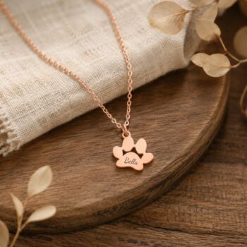 Dog Paw Print Designed Necklace Personalise Engraved Name, 9 of 9