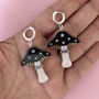 Black And Silver Mini Toadstool Dangle Earrings, thumbnail 1 of 2