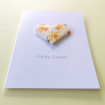 Personalised Happy Easter Origami Daffodil Heart Card, 3 of 6