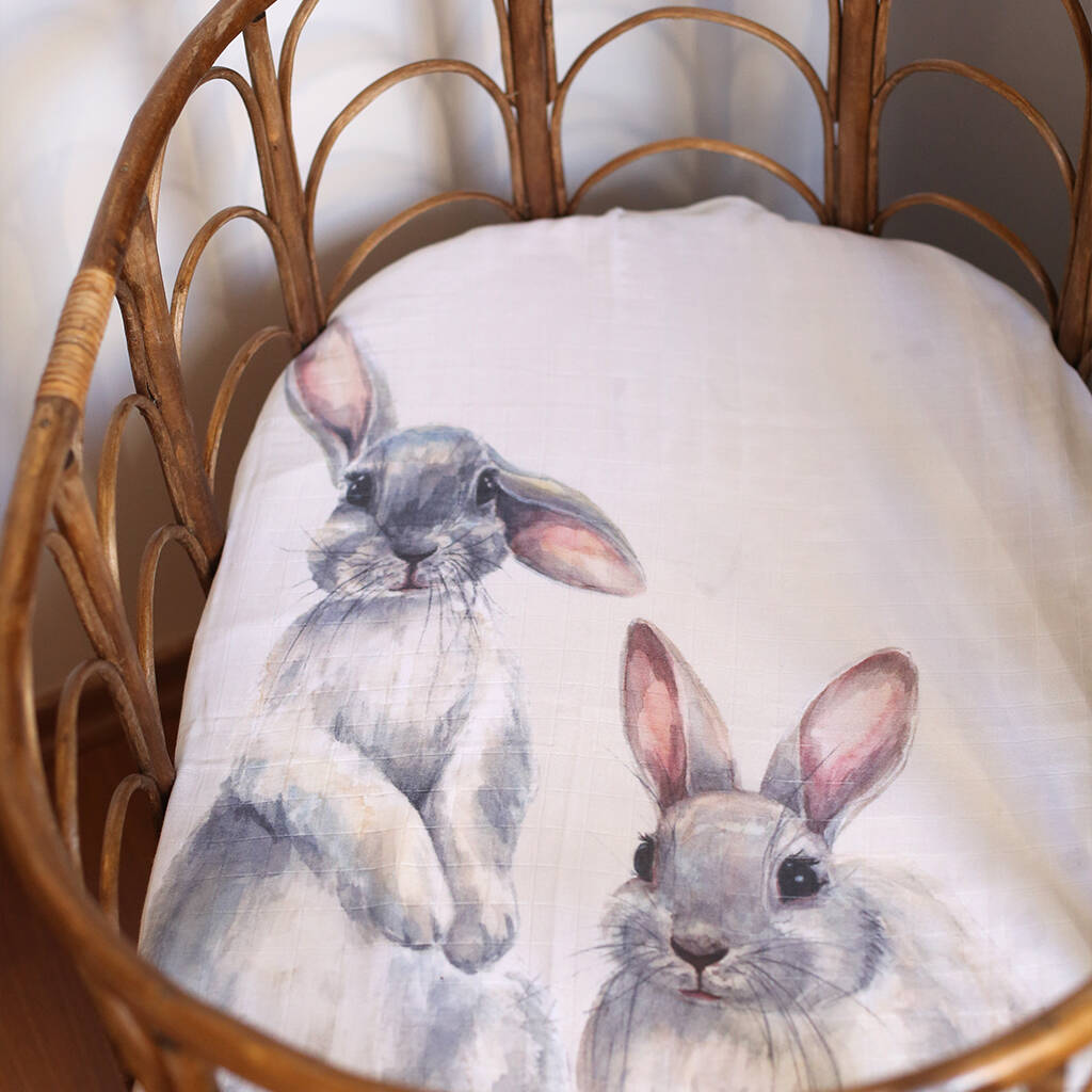 Bunny Rabbit Design Newborn Gift Set / Crib Sheet, 1 of 5