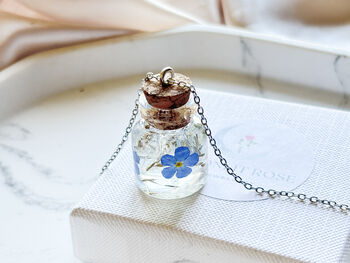 Cremation Ashes Bottle Necklace With Forget Me Nots, 3 of 8