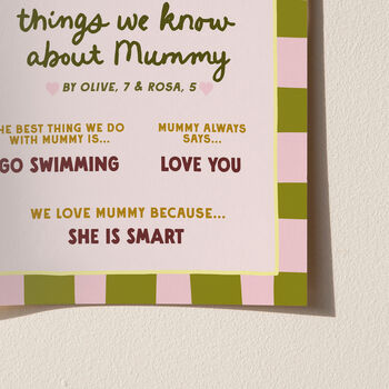 Personalised Things I Know About Mummy Mama Print, 7 of 12