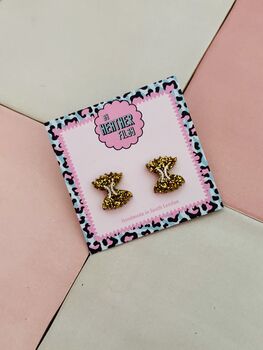 Farfalle Pasta Glitter Resin Studs / Pasta Lover Gift / Novelty Food Jewellery / Fun Accessories, 4 of 5
