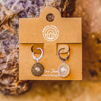 Mandala Inspired Gemstone Earrings – Silver Plated, 6 of 11
