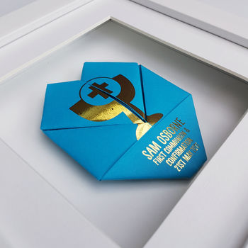 Framed 'Gold' Holy Communion Origami Heart Gift, 3 of 5