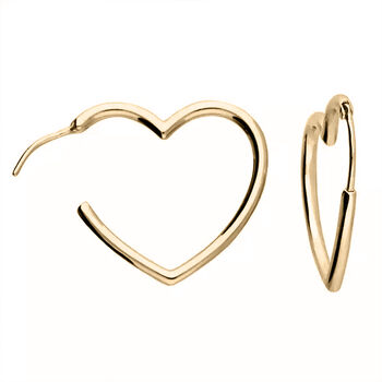 Yellow Gold Plated Heart Hoop Earrings, 3 of 6