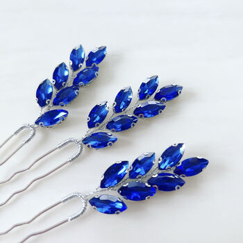 Royal Blue Crystal Hair Pins, 2 of 4