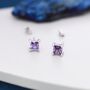 Princess Cut Amethyst Purple Stud Earrings, thumbnail 1 of 12