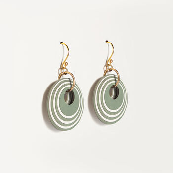 Green And Cream Stripey Circular Earrings, 3 of 6