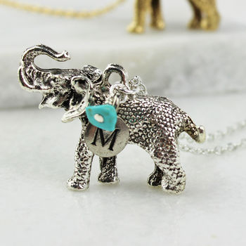 Personalised Elephant Birthstone Necklace, 2 of 11
