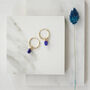 Gold Plate Lapis Lazuli Chunky Hoop Drop Earrings, thumbnail 3 of 4