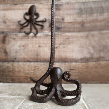 Ozzy Octopus Cast Iron Loo Roll Holder And Wall Hook, 3 of 7
