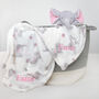 Personalised Pink Ears Elephant Comforter Blanket Set, thumbnail 2 of 8