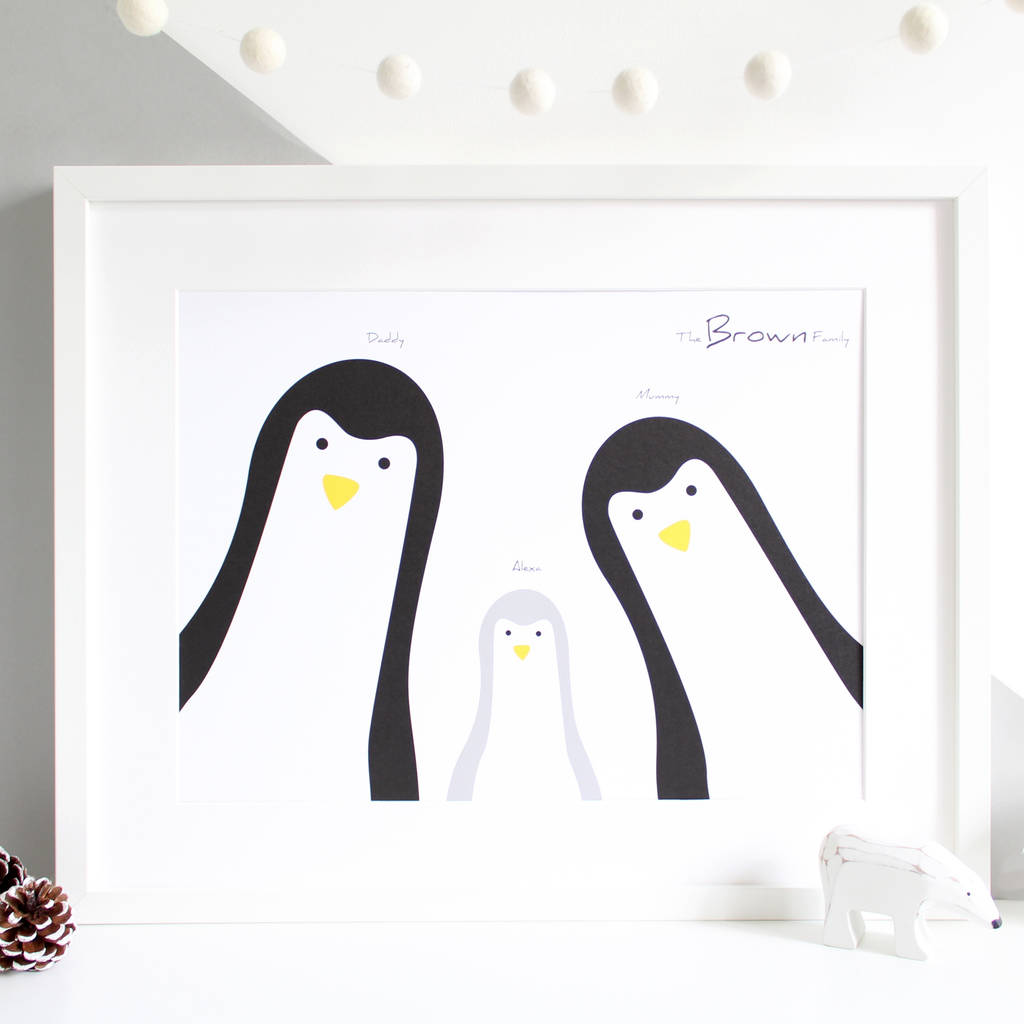 Penguin Family Selfie, Personalised Print, 1 of 11