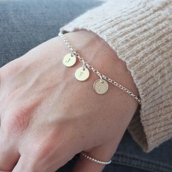 Initial Disc Charm Bracelet With One Four Discs, 4 of 10