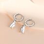 Sterling Silver Puffin Bird Dangle Hoops Earrings, thumbnail 1 of 10