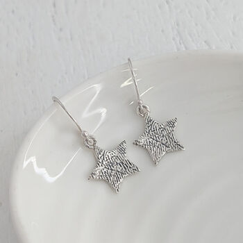 Silver Fingerprint Star Earrings, 2 of 6