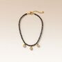 Elegant Black Beaded Nazar Mangalsutra Dangle Zircon Bracelet, thumbnail 1 of 8