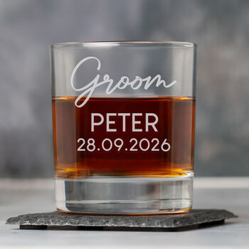 Personalised Wedding Glass Tumbler Mens Best Man Groomsman, 4 of 7
