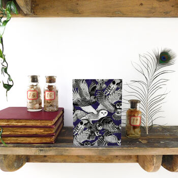 Parliament Of Owls Print Greetings Card Dark Background, 3 of 3