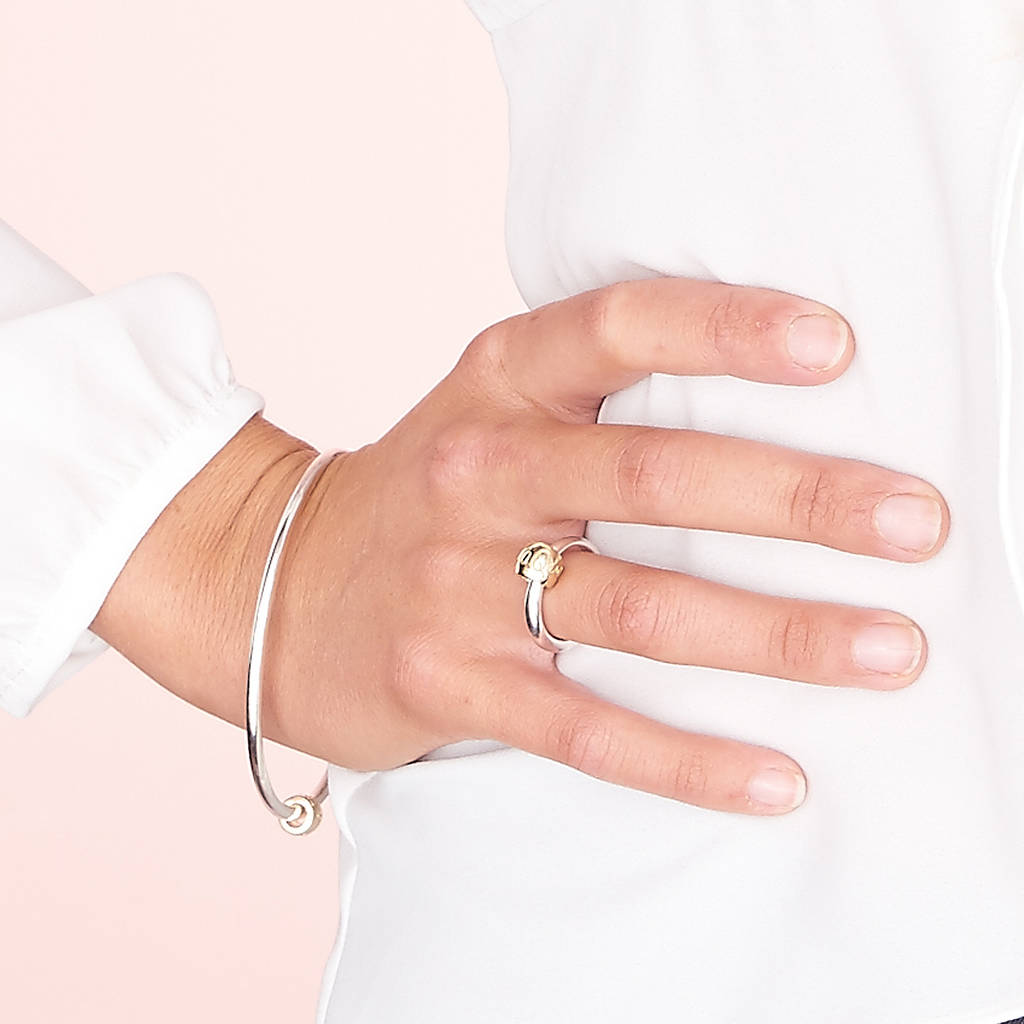 que sera worry bead silver and gold ring by scarlett jewellery