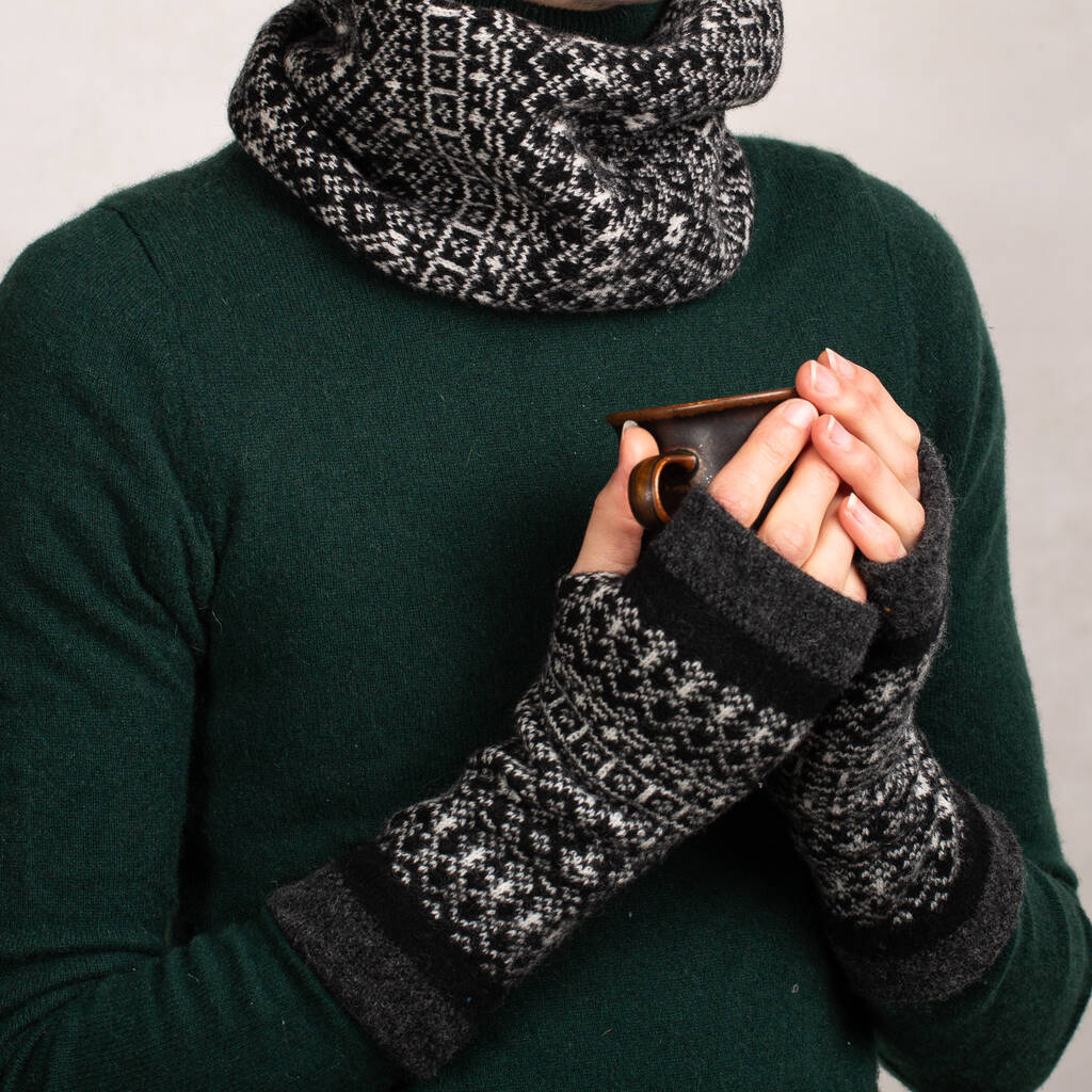 Soft Handmade Fair Isle Knitted Wrist Warmers, 1 of 8