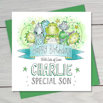 Son Childrens Dinosaur Birthday Card, 4 of 4