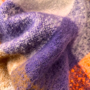 Chunky Triangular Orange And Lilac Knit Scarf, 4 of 9