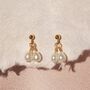Twin Pearl Drops Stud Earrings, thumbnail 1 of 8