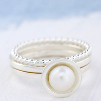Pearl Stacking Ring Set. Sterling Silver, 4 of 12