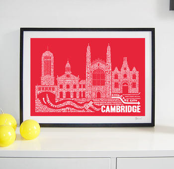 Cambridge Skyline Typography Print Personalised, 6 of 8