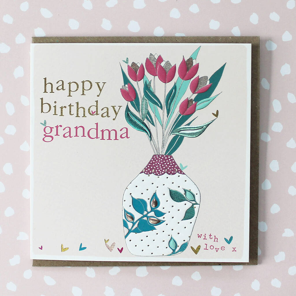 Grandma Birthday Card Tulip Design