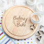 'Bakers Gonna Bake' 25cm Wooden Cake Stand / Plate, thumbnail 1 of 6