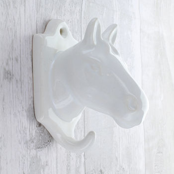 Dog, Horse And Rhino White, Grey Ceramic Wall Coat Hook, 4 of 7
