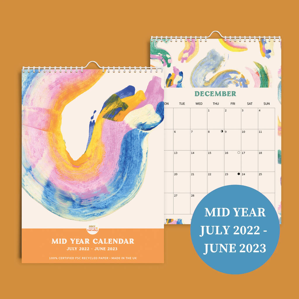 Mid Year 22/23 Hanging Calendar | Paint Stroke | A4, 1 of 8