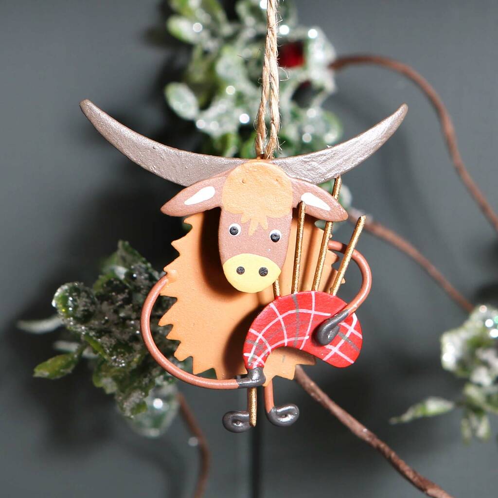 highland cow christmas tree decoration