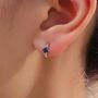 Sterling Silver Sapphire Blue Cz Crystal Huggie Hoop, thumbnail 5 of 11