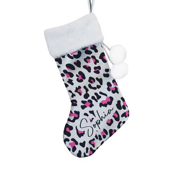 Personalised Leopard Print Christmas Stocking, 4 of 4