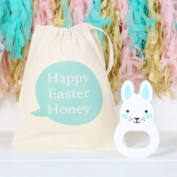 Bunny Rabbit Teether With Personalised Gift Bag, 4 of 4